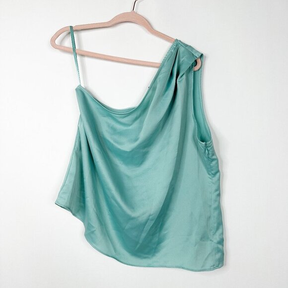 2/$30 White House Black Market Sleeveless One-Shoulder Draped Top Aquifer #A0039 - Picture 5 of 11